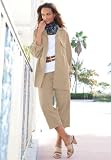 Jessica London Plus Size Pants Set In Linen New Khaki,18