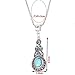 Beone Attractive Jewelry Tibetan Silver Warp Green Crystal Round Turquoise Pendant Chain Necklace Women