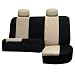 41qfeNPvgyL. AA75  Fh fb051114 Multifunctional Flat Cloth Car Seat Covers Front Airbag Compatible and Rear 40/60 Split Beige & Black Color