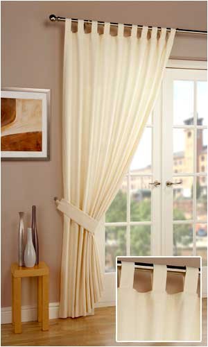 Simplicity Cream 100% Cotton 66in x 90in Tab Top Panel Including Tieback