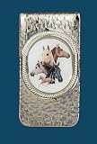 Western express - Pince a billet money clip/horseheads - Metal argente - Made in USA - MC-160