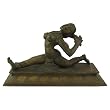 Human Figurine of a Girl in Yoga Position Brass Decor