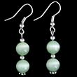 Handmade Green Cat's Eye & Silver Beaded Earrings