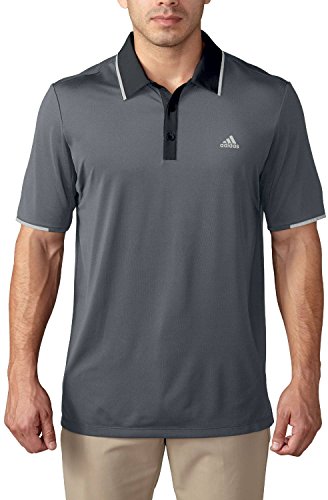 adidas Golf Men's Climacool Branded Performance Polo Shirt, Vista Grey/Black, Small