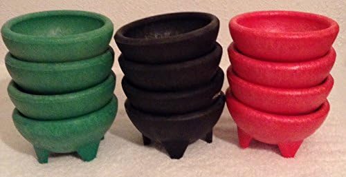 12 Pcs Medium MEXICAN Style MOLCAJETE Dish SALSA Sauce Plate GUACAMOLE Bowls-Sku#12pcsMolcajete