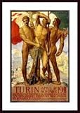 Turin 1911 by Adolfo de Karolis 18.00X24.00 Framed with Black Wood Frame