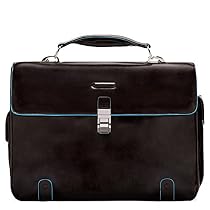 Piquadro Brief Case with 2 Gussets In Leather, Mahogany, One Size
