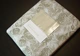 Floral Toile Pale Blue and Taupe Fabric Shower Curtain