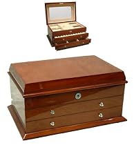 High Gloss Jewellery Box with Lock and Two Drawers