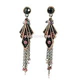 Pink Long Earrings Art Deco Vintage Style