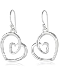 Sterling Silver Double Heart Drop Earrings