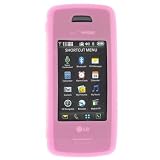LG VX10000 Voyager Cell Phone Accessory Bundle - Flexible Soft Pink Silicone Case + Premium Clear Reusable LCD Screen Protector with Lint Cleaning Cloth By Ikross