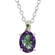 1.60 Ct Green Topaz & Diamond Sterling Silver Pendant