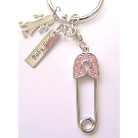 Russ Berrie Pink Diamante Nappy Pin - Christening Gift