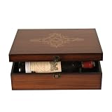 41qgFk%2B5njL. SL160  Mocha Brown Wooden Three Wine Bottle Box 14 Inch by 12 1/2 Inch by 4 1/4 Inch