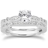 .95CT Genuine Diamond Vintage Heirloom Antique Engagement Wedding Ring 14K Gold