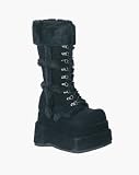 4 1/2 Inch Stacked Platform Calf Boot Theatre Costumes Black Veg Suede Demonia Goth