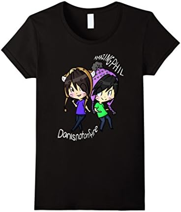 Women's Dan Is Not On Fire And Amazing Phil T Shirt Large Black