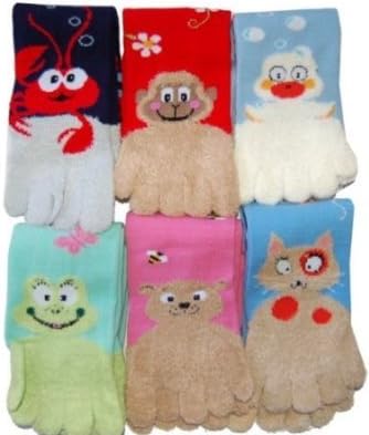FROG CRAB MONKEY CAT DUCK BEAR 6 PACK ASSORTED TOE SOCKS