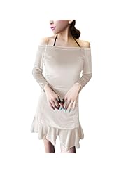 A-line Off the Shoulder Bateau Neck Stretchy Vintage Velvet  Dress