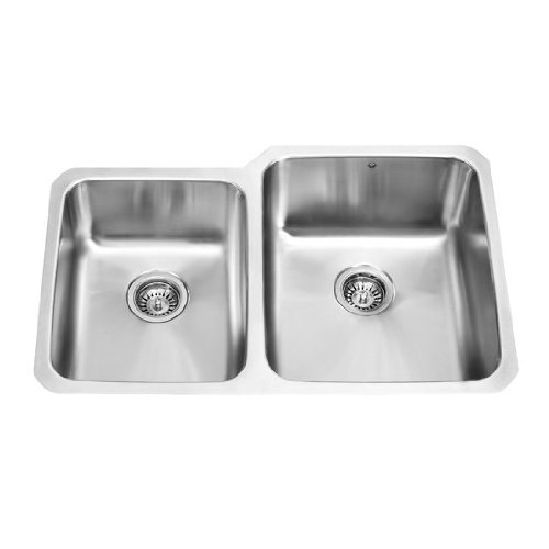 Vigo Industries VG3221R Undermount Bowl Stainless Steel Double Bowl Kitchen Sink, Steel