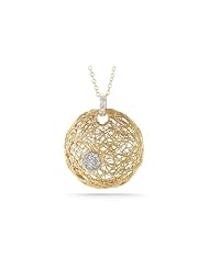 I. Reiss 14K Gold Net Pendant, Enhanced with Diamonds.