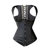 Muka Beautifully Faux Leather Black Underbust Fashion Corset With Shoulder straps, Gift Idea