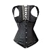 Muka Beautifully Faux Leather Black Underbust Fashion Corset With Shoulder straps, Gift Idea 