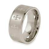 Polished Tungsten Carbide Band with Laser Cross Design (10.0mm) - Sizes 8 - 13