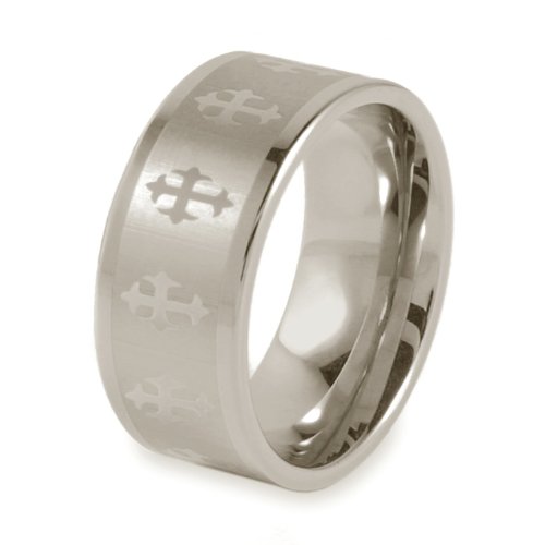 Polished Tungsten Carbide Band with Laser Cross Design (10.0mm) – Sizes 8 – 13