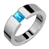 Barun Titanium Ring with Tension Set Blue Topaz