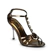 4 Inch Women's Sexy High Heel Sandal Shoes Closed Back Strappy T-Strap Sandal With Jewels Black Fushia