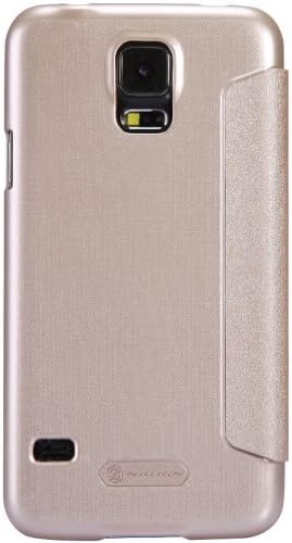 Nillkin Sparkle Quick View Window PU Leather Cover PC Hard Case Shell Compatible for Samsung Galaxy S5 SV G900 (Champagne Gold)