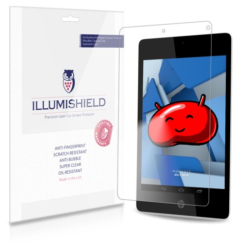 iLLumiShield - HP Slate 8 Pro Screen Protector Japanese Ultra Clear HD Film with Anti-Bubble and Anti-Fingerprint - High Quality (Invisible) LCD Shield - Lifetime Replacement Warranty - [2-Pack]