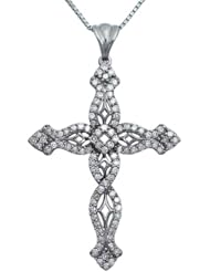Ruthenium Over Sterling Silver Diamond Cross Pendant Necklace (0.65 cttw, I-J Color, I2-I3 Clarity), 18"
