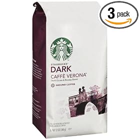 Starbucks Caffe Verona Coffee, Ground, 12-Ounce Bags (Pack of 3)