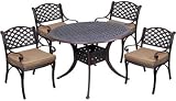 5 PC Brown Metal Round Table Patio Set with Cushions