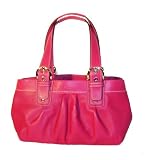 Coach Hot Pink Magenta Leather Pleated XL Tote Handbag 13732