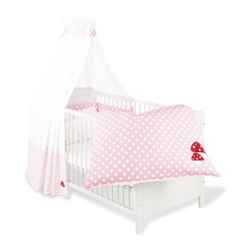 Pinolino 60969-7 - Set f&uuml;r Kinderbett, 4-tlg., 'Gl&uuml;ckspilz' rosa