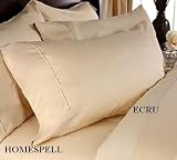 Homespell Egyptian Cotton 500 Thread Count Solid Sateen 4 Pc Comforter Set - Ecru King.