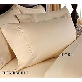 Homespell Egyptian Cotton 3 - Pc Duvet Cover 500TC Solid Sateen Ecru (Full).
