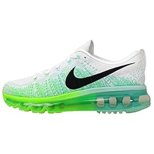 Nike Women's Wmns Flyknit Max, WHITE/BLACK-ELCTRC GREEN-MDM MINT, 7 M US