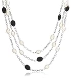 Sterling Silver Triple-Strand Black Onyx & Freshwater Cultured Pearl Necklace, 18