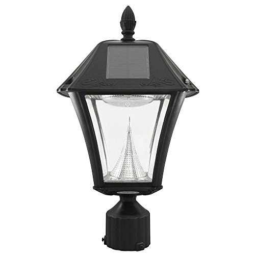 Baytown Ii Outdoor Black Resin Solar Post Light With 10 Bright White Led And 3 In. Fitter Mount