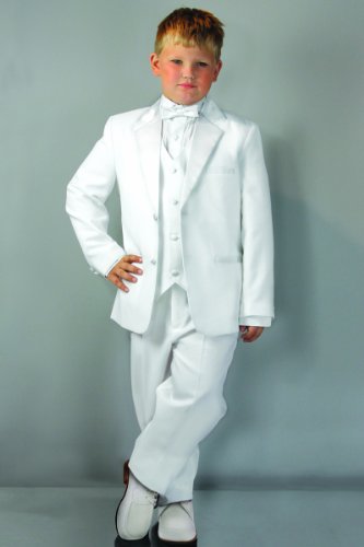 Boys White Tuxedo Set with Five Pieces