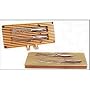 Two Toned Bamboo Magnetic Cheese Cutting Board Set with Knives 3 Piece
