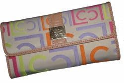 Women's Liz Claiborne Checkbook Wallet White Multi Heritage Flats Boxed