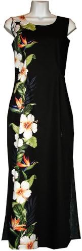 BIRD OF PARADISE HAWAIIAN LONG TANK DRESS, XL, WHITE