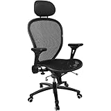 Solid Metal Construction Professional Computer Mesh Chair with Head Rest, Black Finish