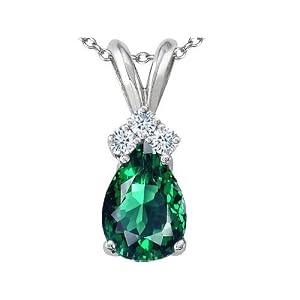 Buy 2.26 cttw 14k White Gold AAA Created Emerald and Genuine Diamond Pendant - 14kt White Gold by Finejewelers